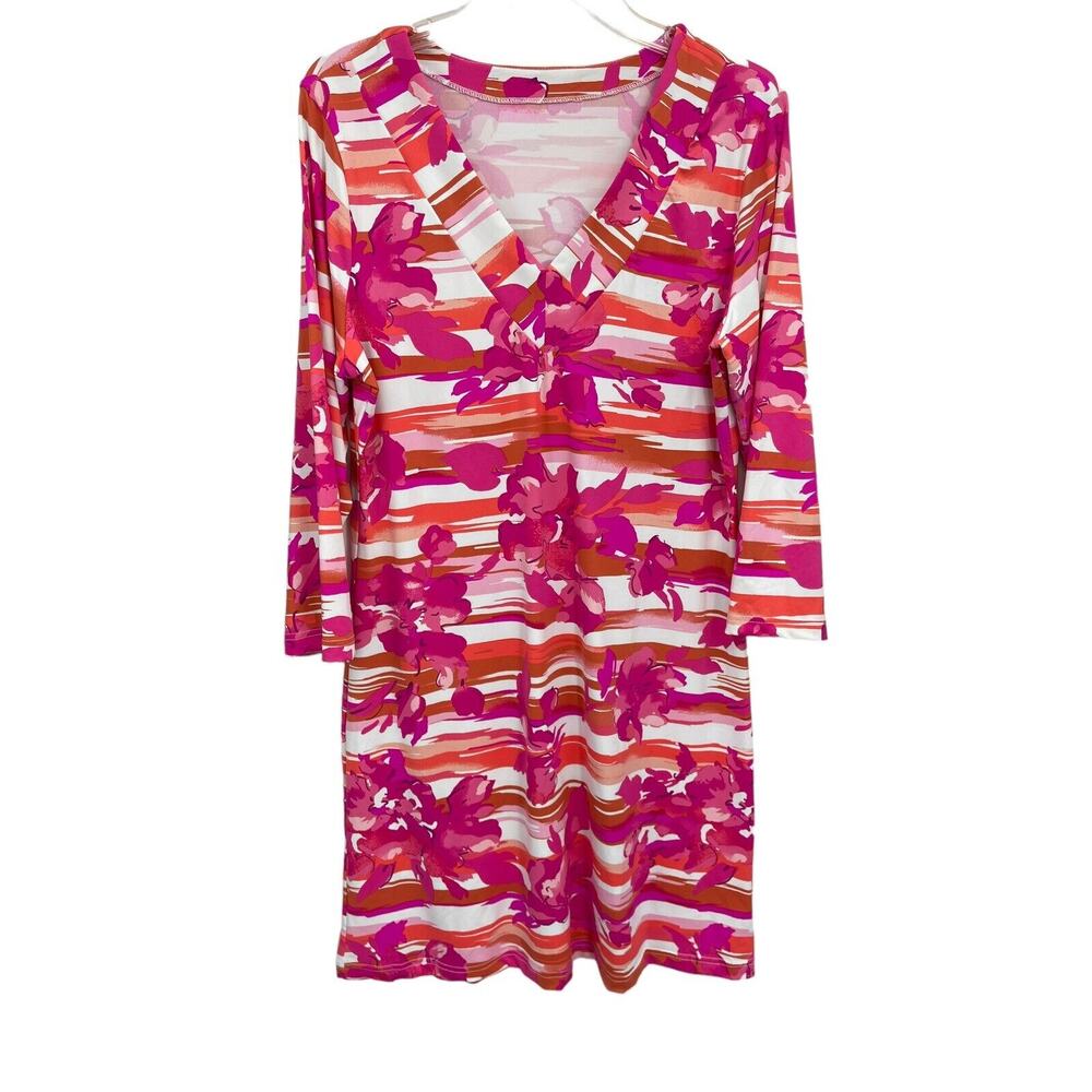 Barbara Gerwit Dress Nylon Spandex V-neck Pink Melon Size XL